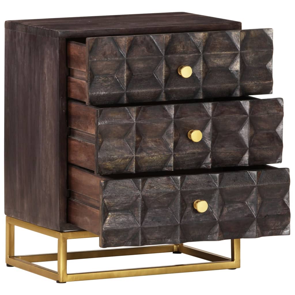 Bed Cabinet Black 40x30x50 cm Solid Mango Wood