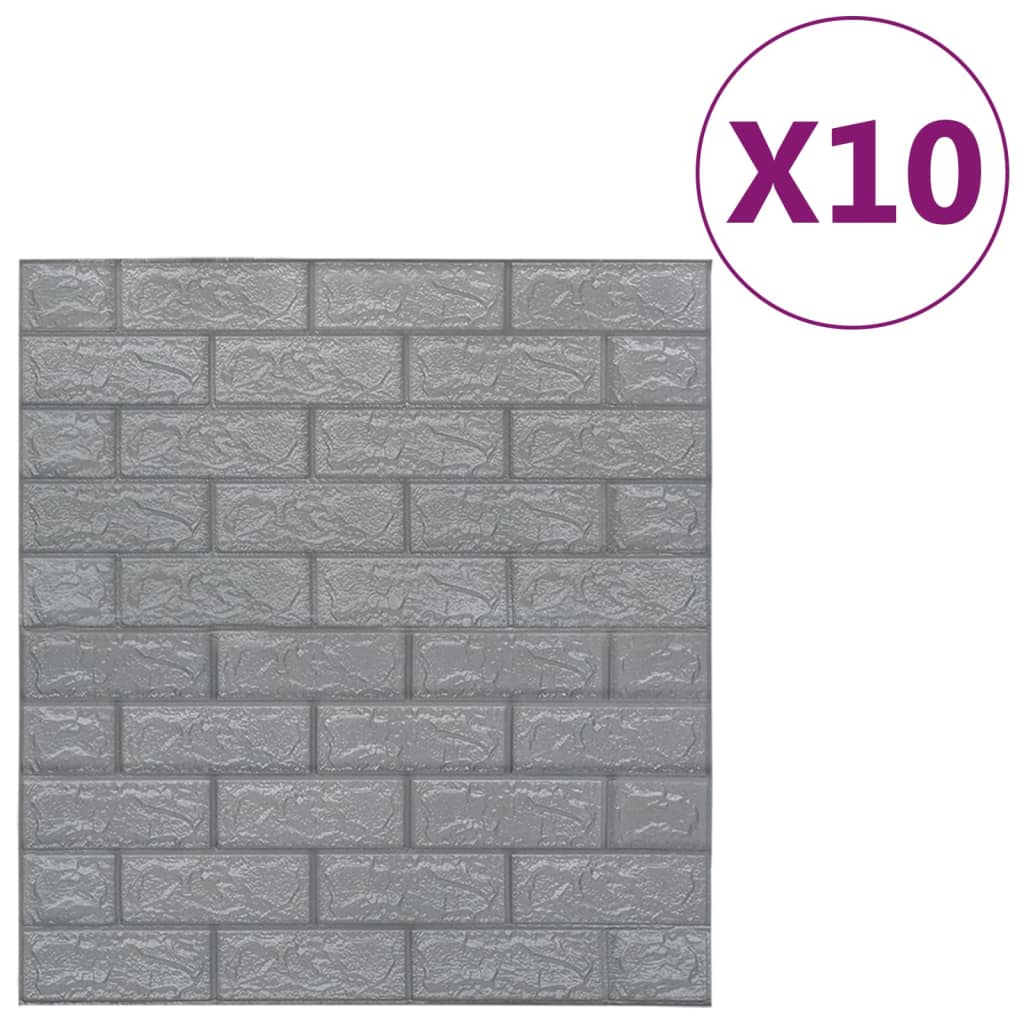 3D Wallpaper Bricks Self-adhesive 10 pcs Anthracite