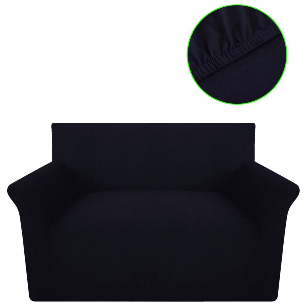 131019 Stretch Couch Slipcover Black Cotton Jersey 