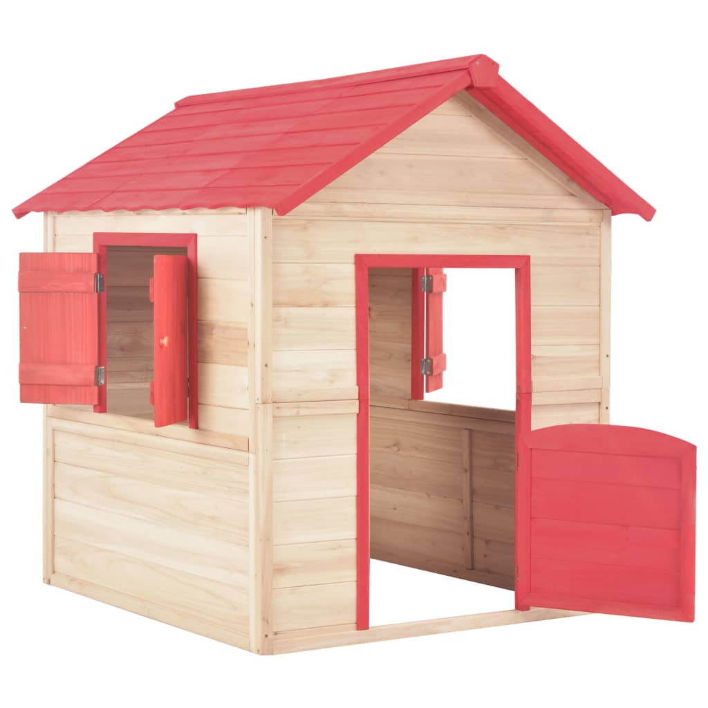 Kids Play House Fir Wood Red