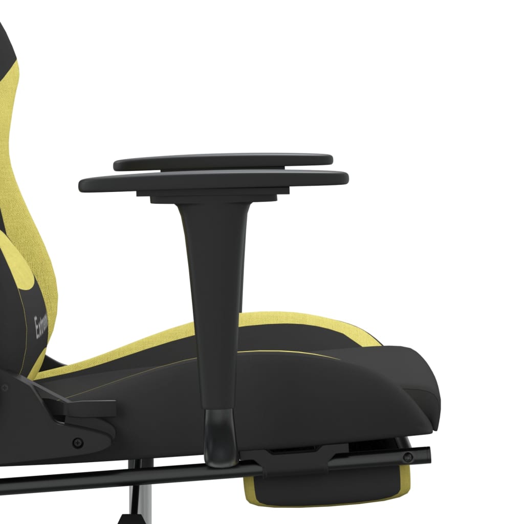 Gaming Chair with Footrest Black and Light Green Fabric