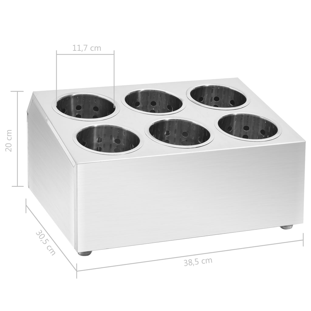 Cutlery Holder 6 Grids Square Stainless Steel