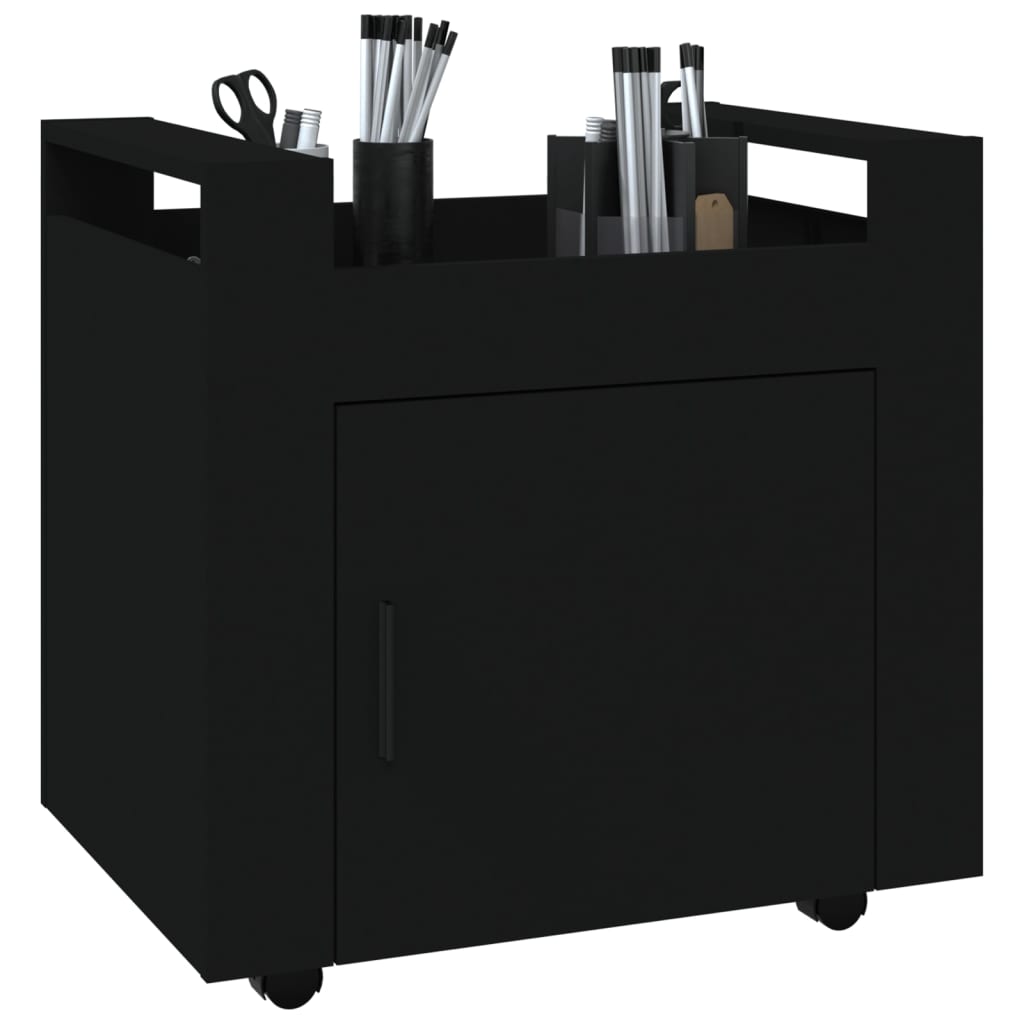 Desk Trolley Black 60x45x60 cm Engineered Wood