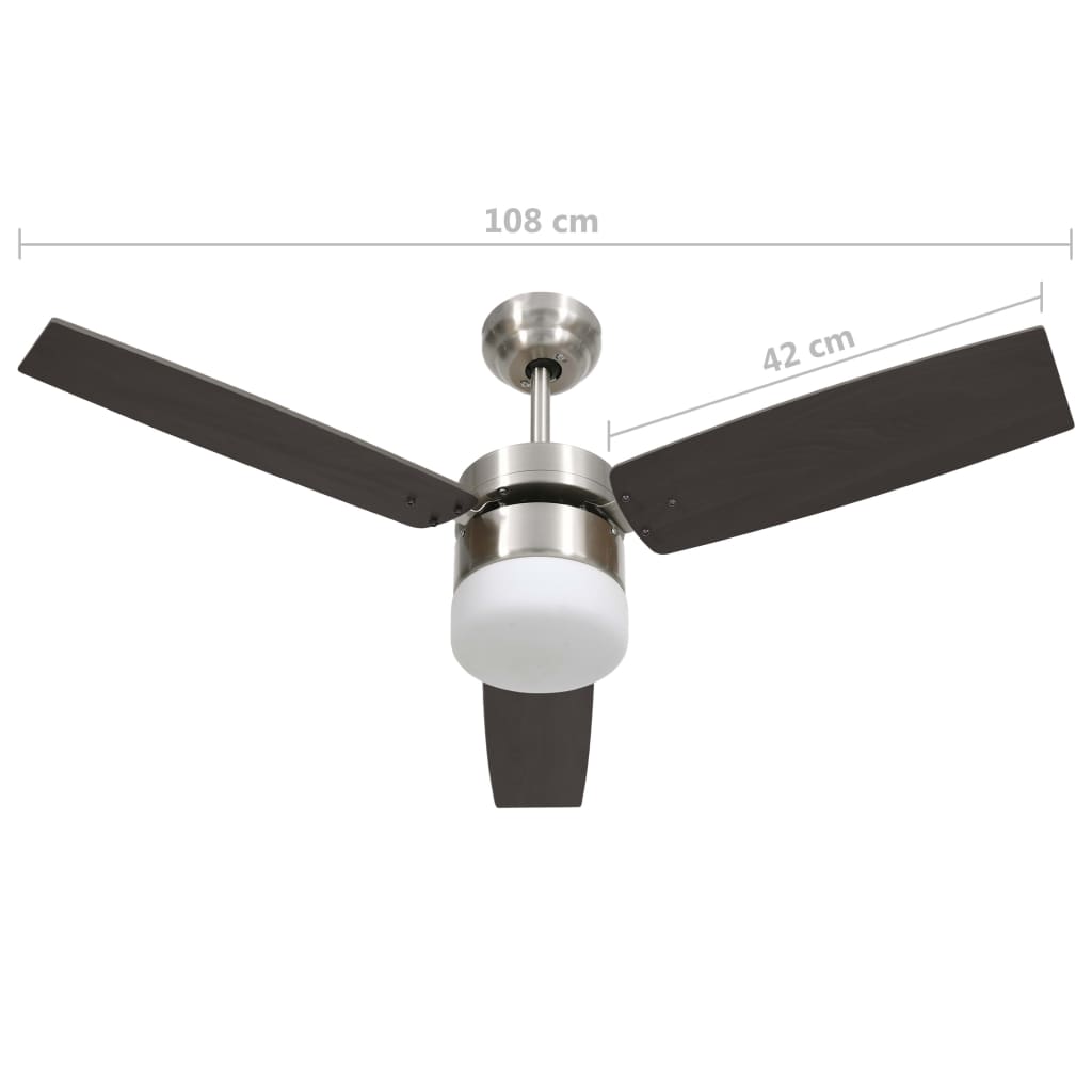 Ceiling Fan with Light and Remote Control 108 cm Dark Brown