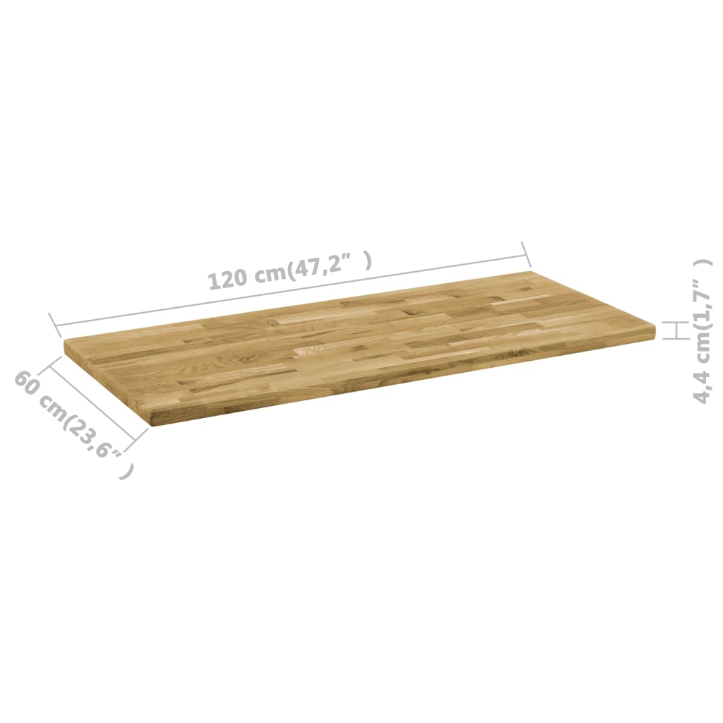 Tischplatte Eichenholz Massiv Rechteckig 44 mm 120 x 60 cm