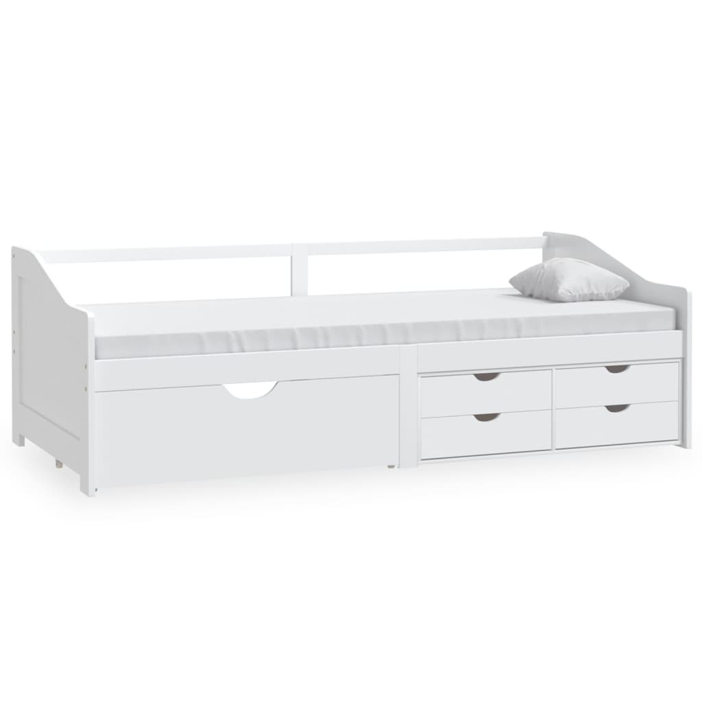 3-Seater Day Bed with Drawers White Solid Pinewood 90x200 cm