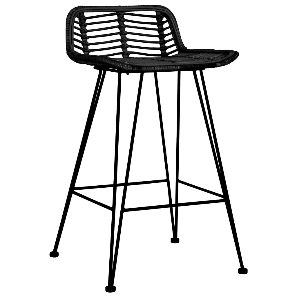 Bar Chairs 2 pcs Black Rattan