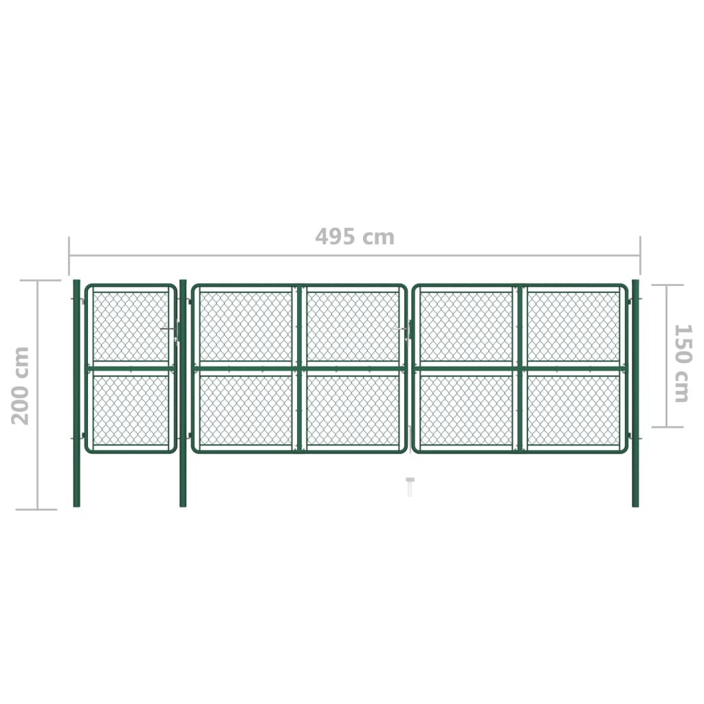 Gartentor Stahl 150x495 cm Grün