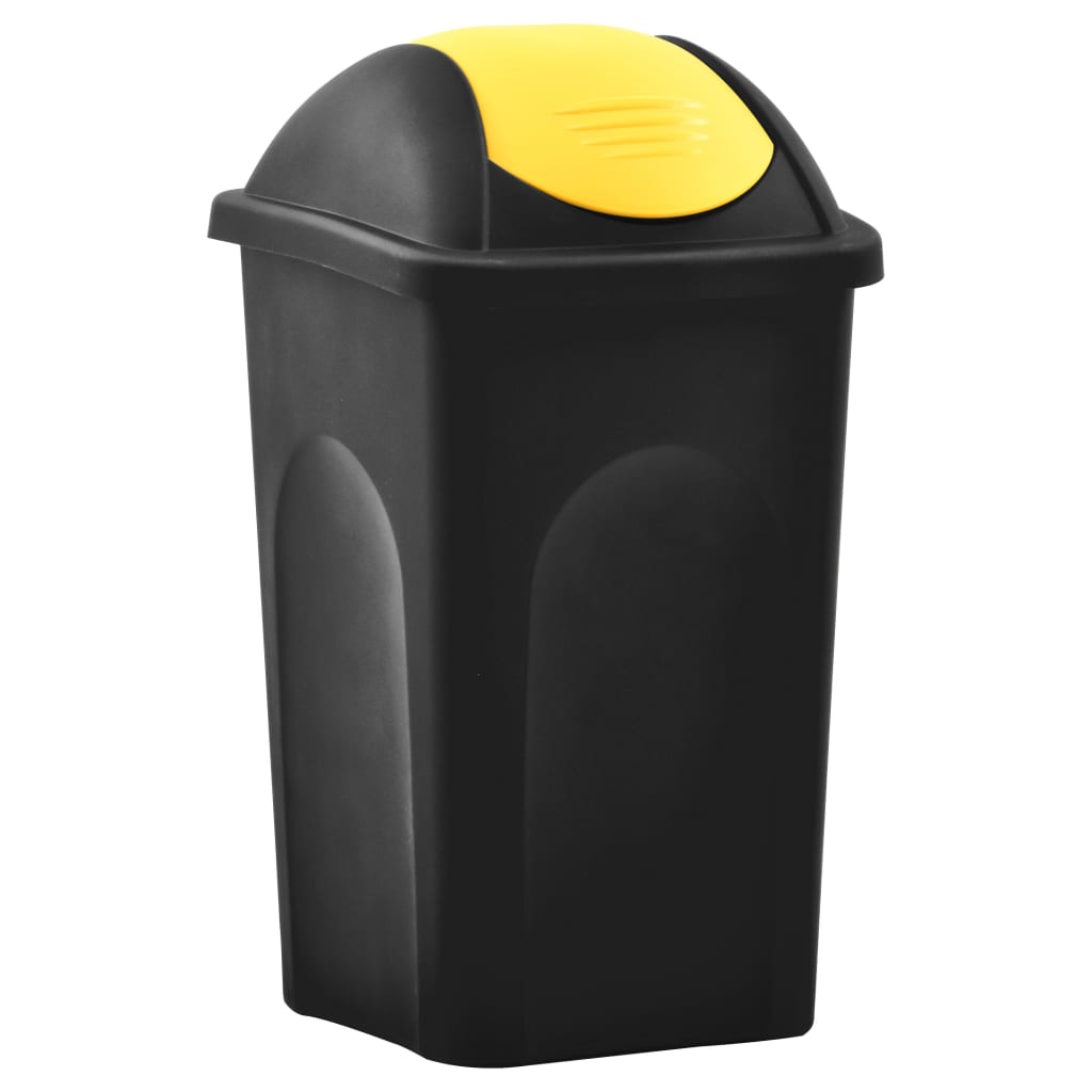 Trash Bin with Swing Lid 60L Black and Yellow
