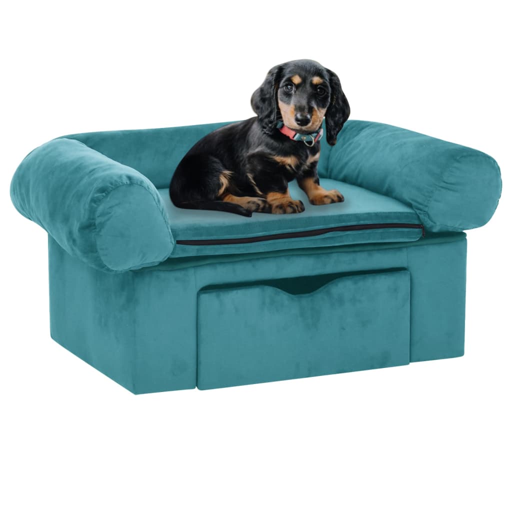 Canapé pour chien avec tiroir Turquoise 75x50x38 cm Peluche