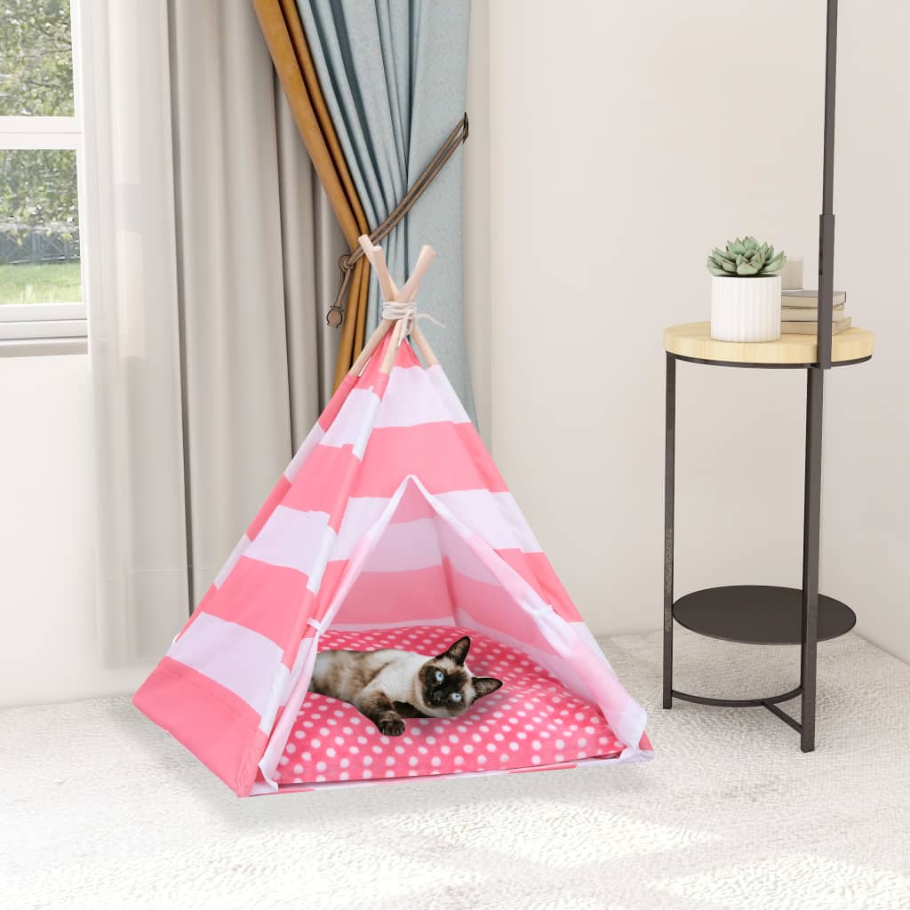 Katzen-Tipi-Zelt mit Tasche Pfirsichhaut Gestreift 60x60x70 cm