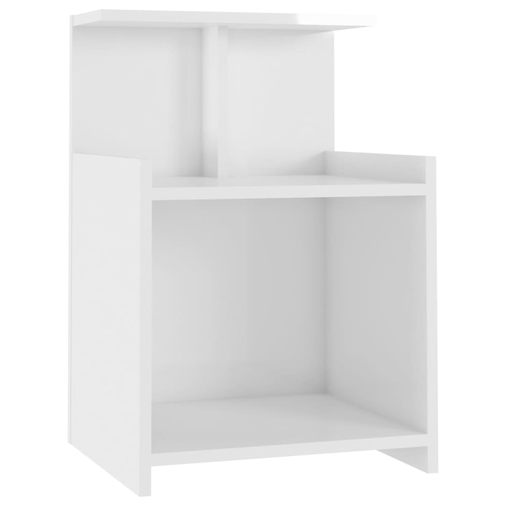 Bed Cabinet High Gloss White 40x35x60 cm Engineered Wood