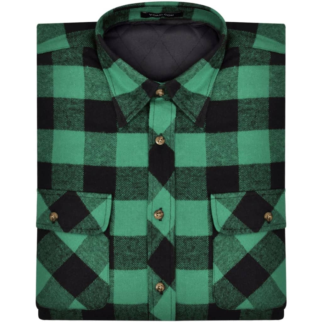 Chemise à carreaux matelassée Vert-Noir Taille M