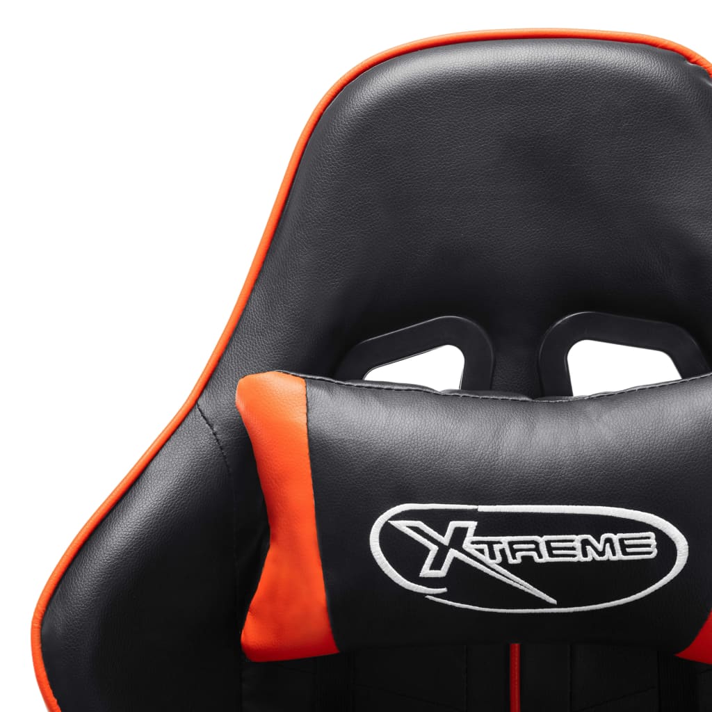 Gaming-Stuhl mit Fussstütze Schwarz und Orange Kunstleder