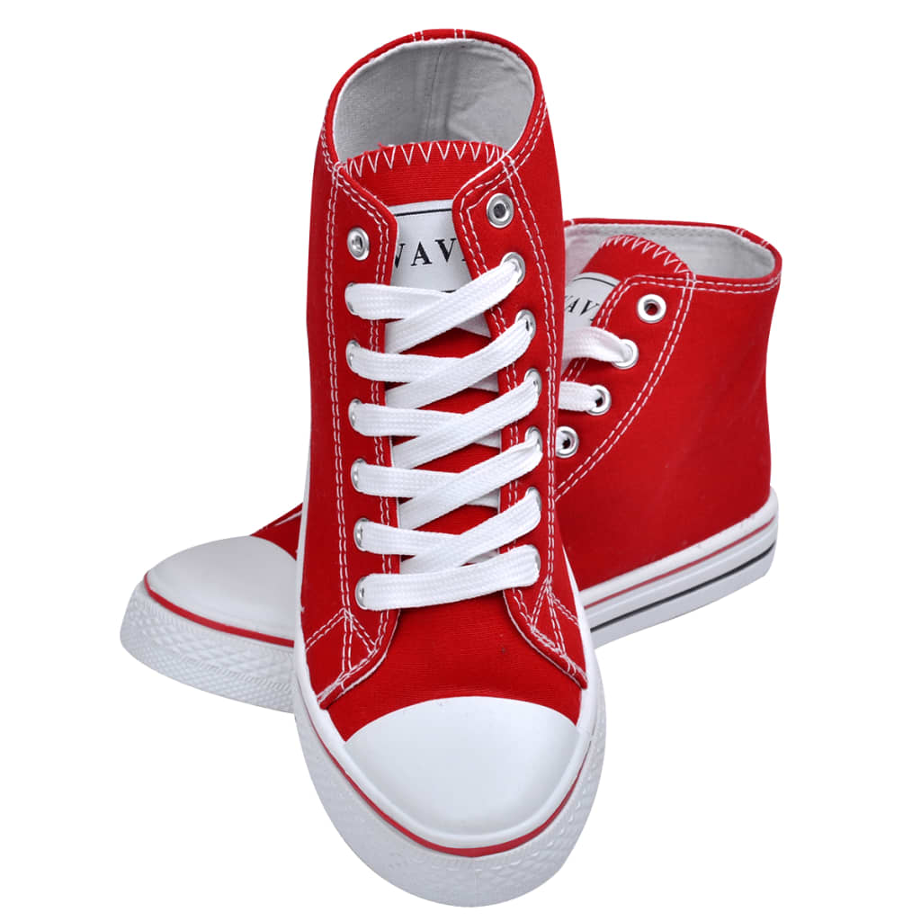 Classic Women's High-top Lace-up Canvas Sneaker Red Size 4.5