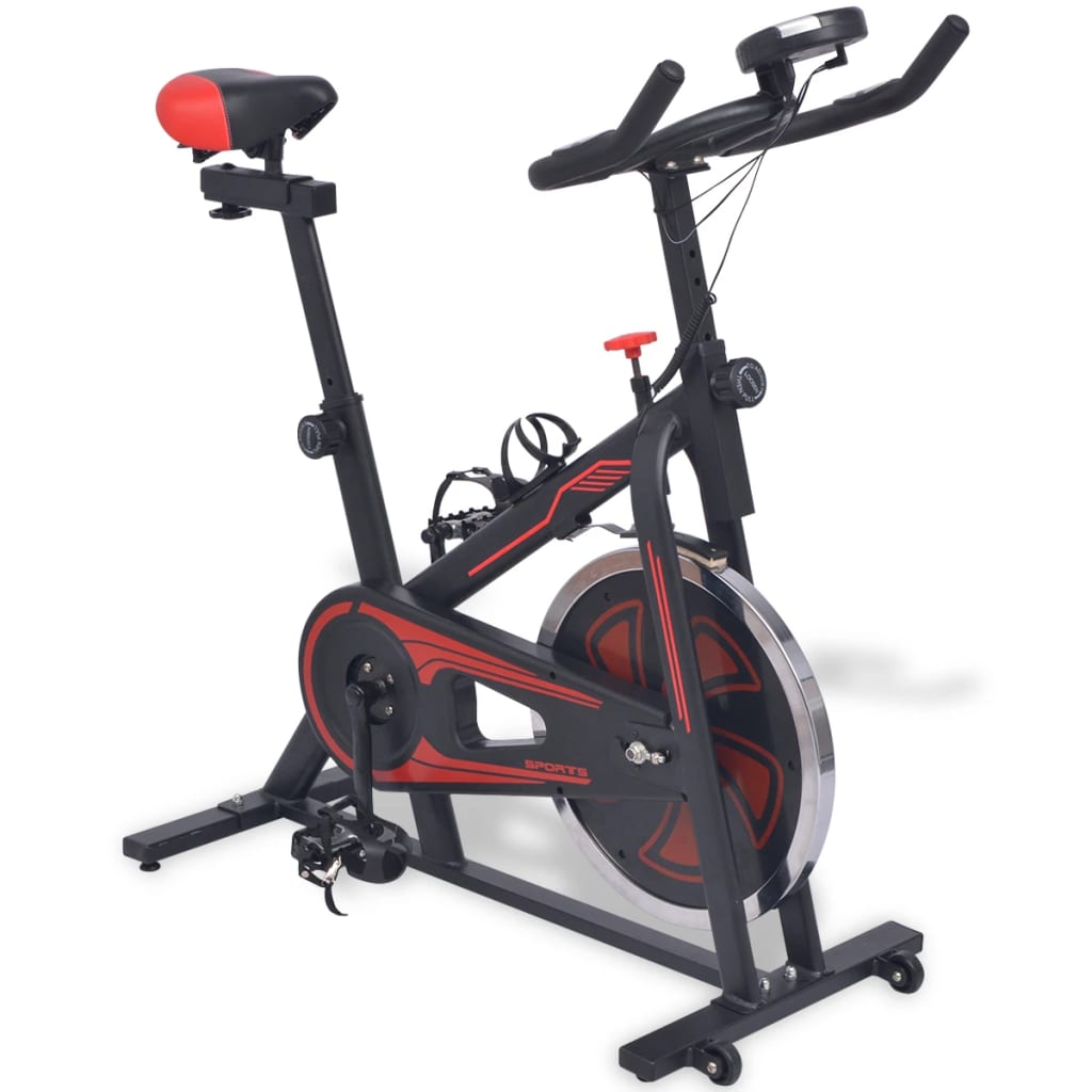 Exercise Training Bike with Pulse Sensors Black and Red