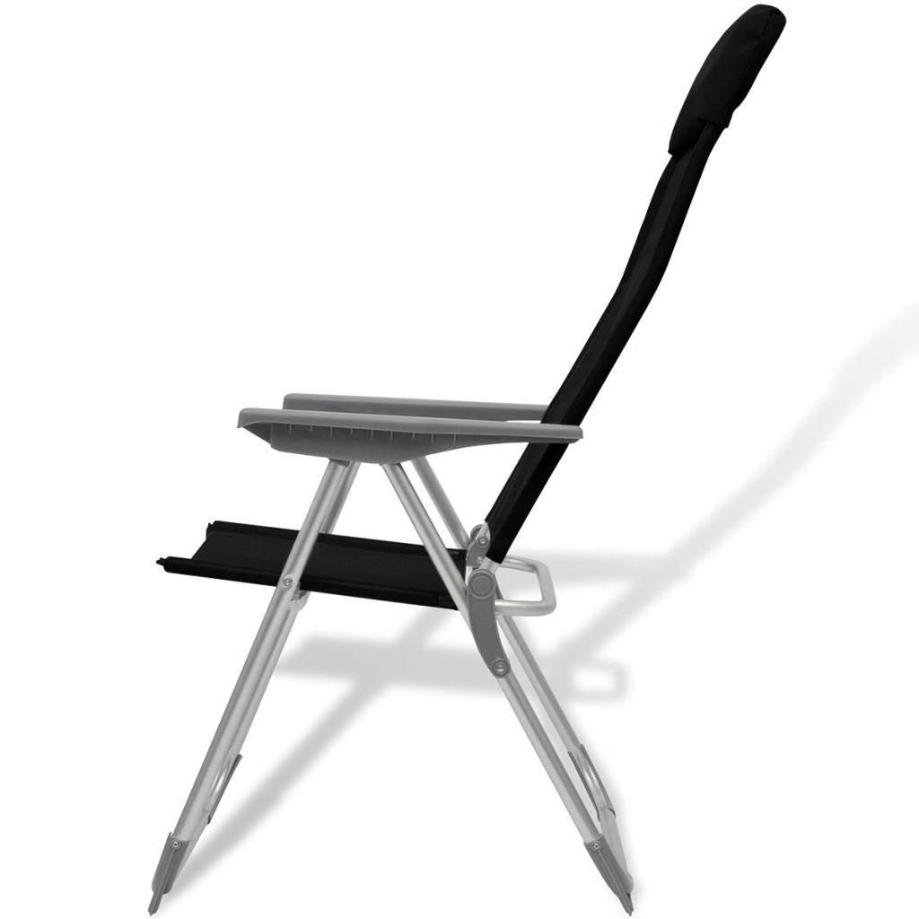 Chaise de camping 2 pcs Noir Aluminium 56 x 60 x 112 cm