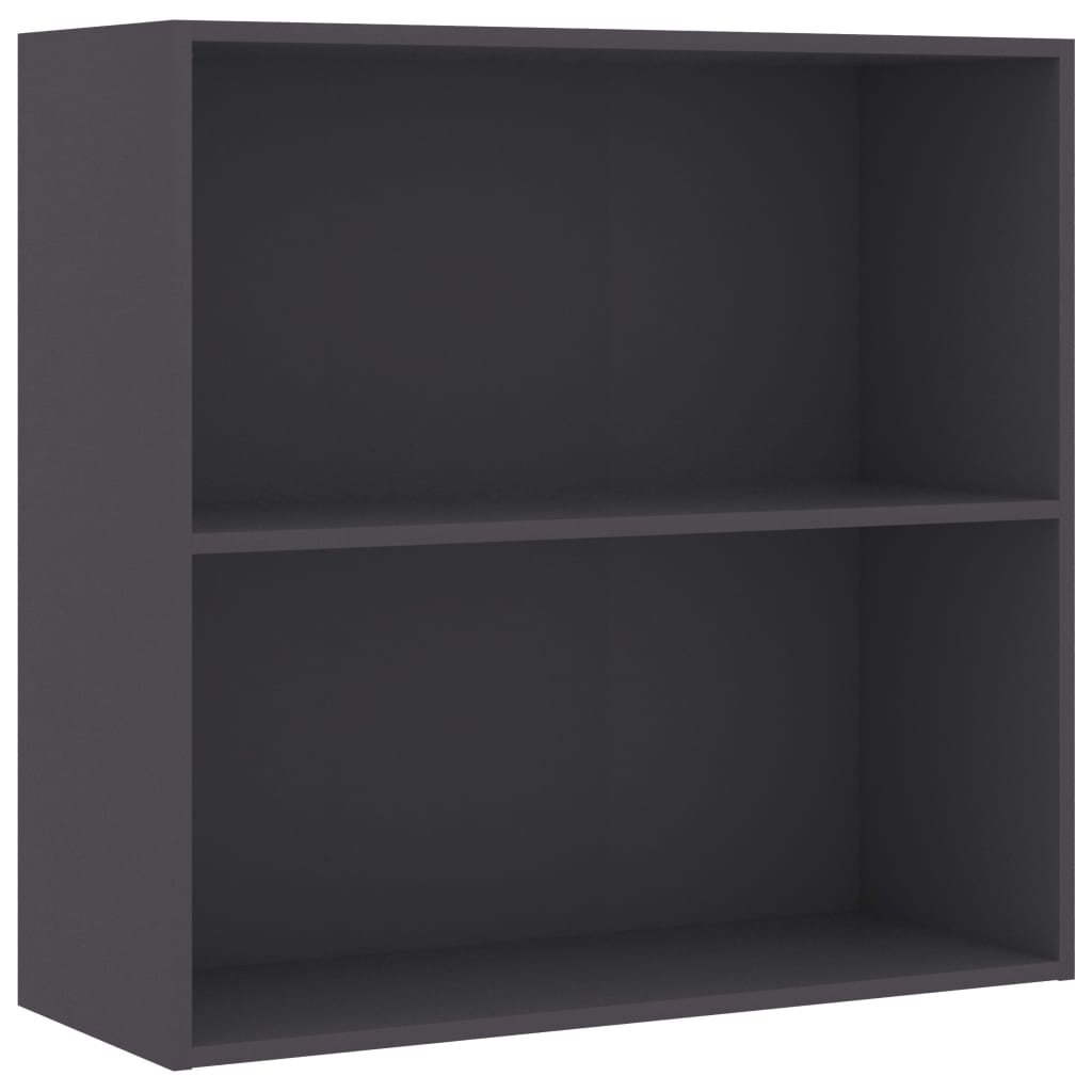 2-Tier Book Cabinet Grey 80x30x76.5 cm Chipboard