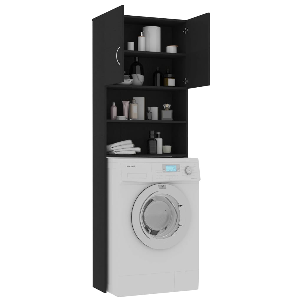 Washing Machine Cabinet Black 64x25.5x190 cm Engineered Wood