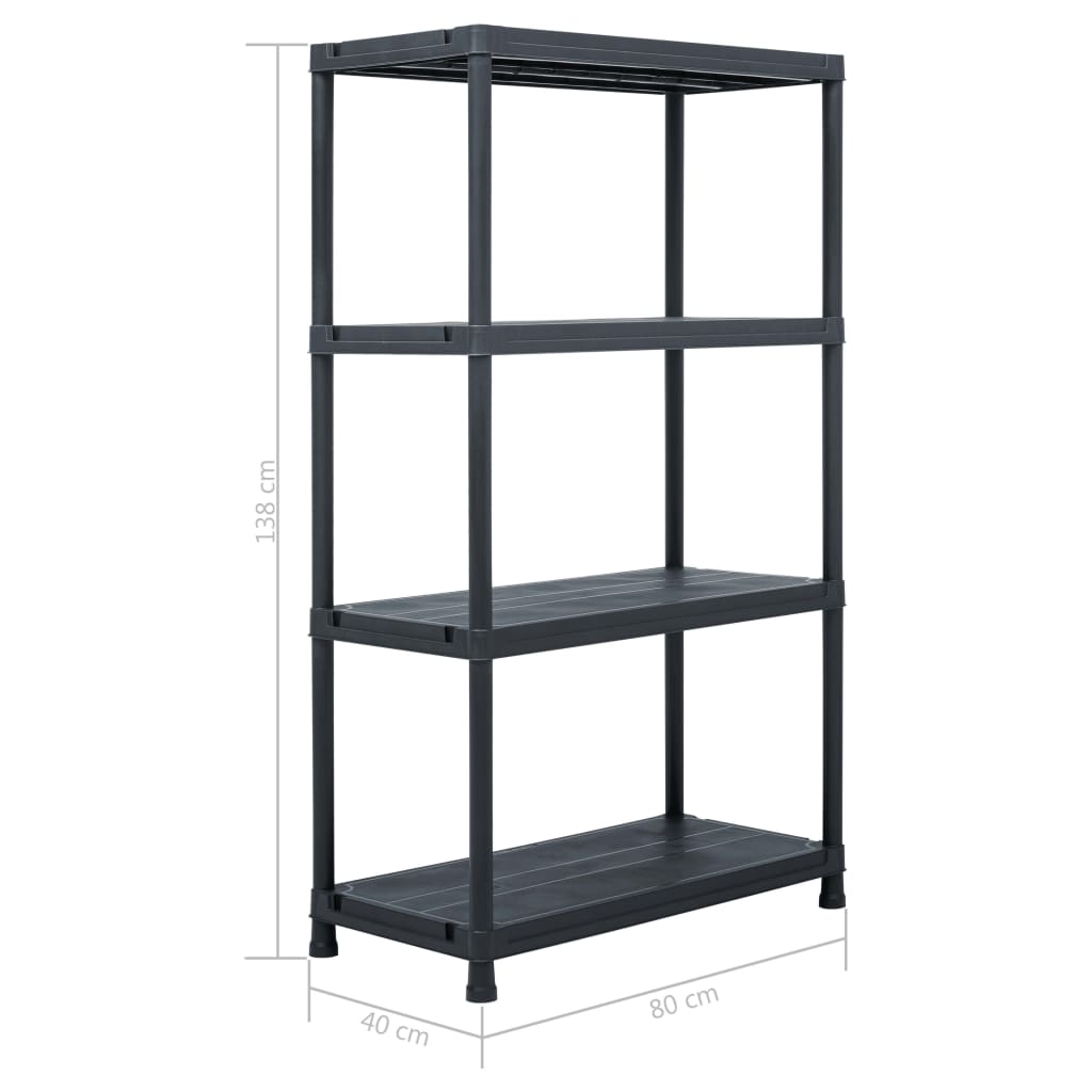 Storage Shelf Racks 2 pcs Black 200 kg 80x40x138 cm Plastic