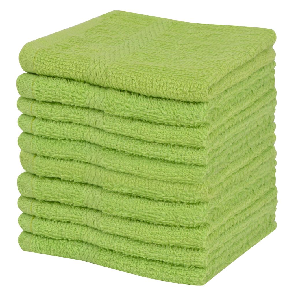Guest Towel Set 10 pcs Cotton 360 g/m² 30x30 cm Green