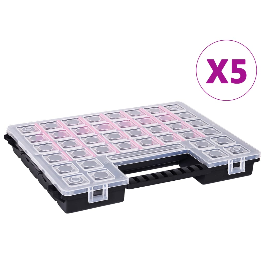 Assortment Boxes 5 pcs with Adjustable Dividers 385x283x50 mm Plastic