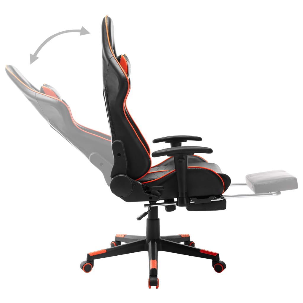 Gaming-Stuhl mit Fussstütze Schwarz und Orange Kunstleder