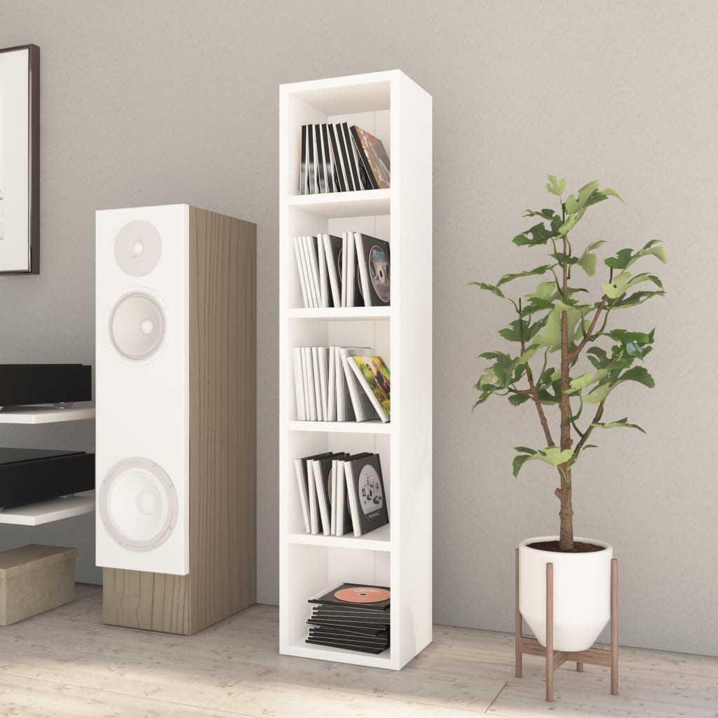 CD Cabinet White 21x16x93.5 cm Engineered Wood