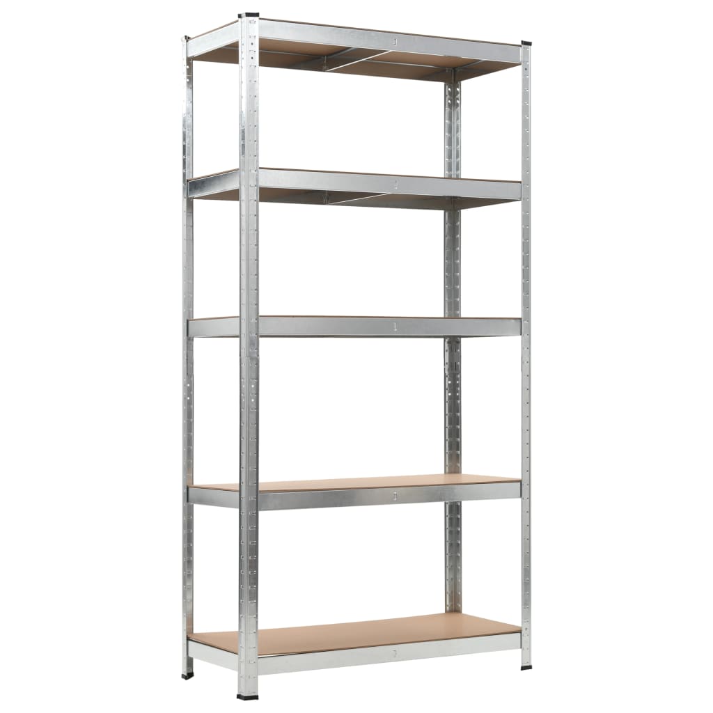 5-Layer Heavy-duty Shelves 5 pcs Silver Steel&Engineered Wood