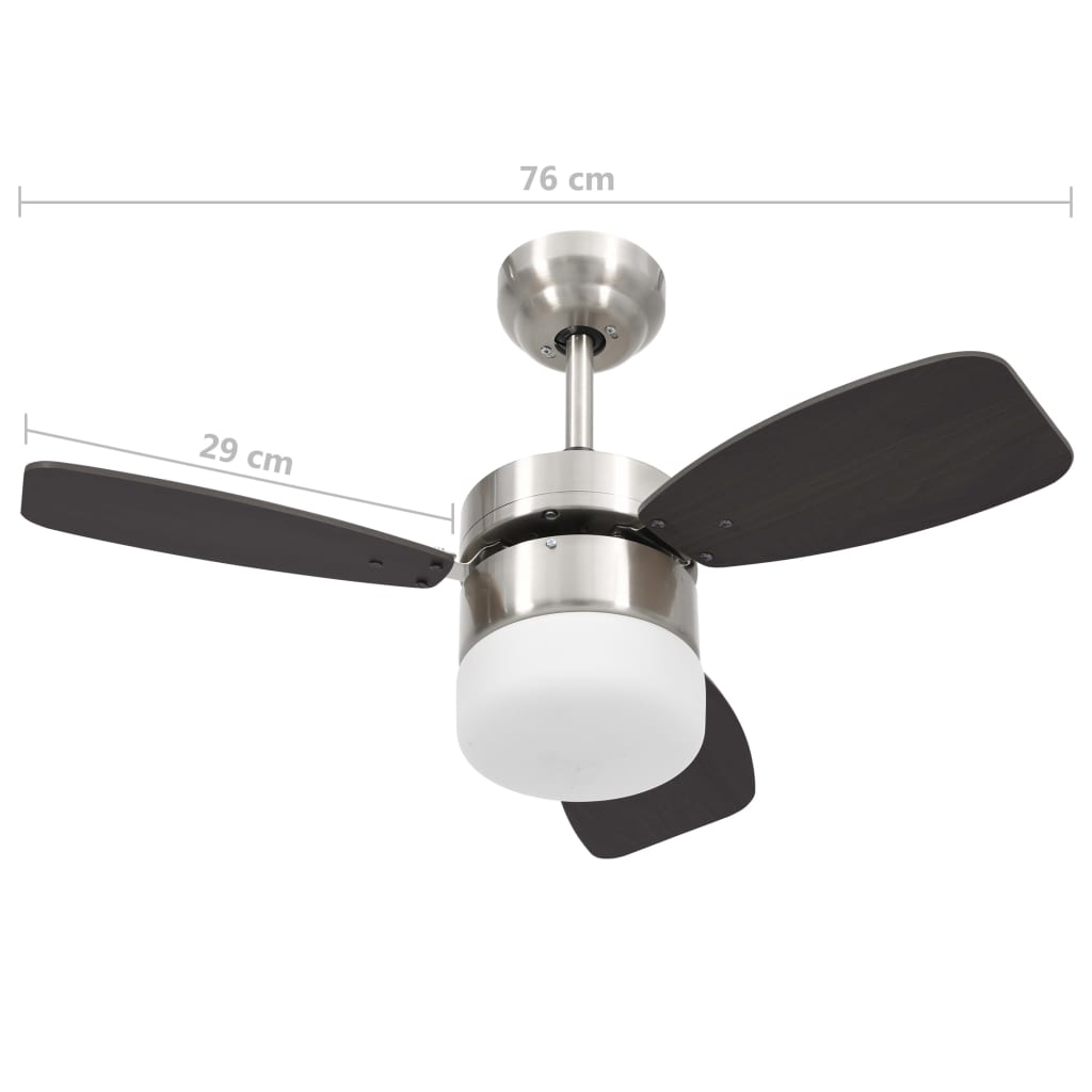 Ceiling Fan with Light and Remote Control 76 cm Dark Brown