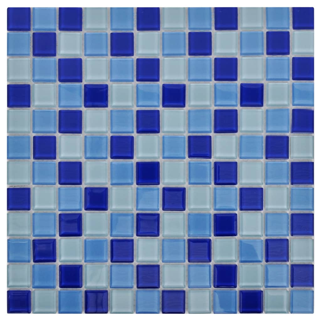 10x Glass Mosaik Fliesen Blau-weiss 0,9 qm