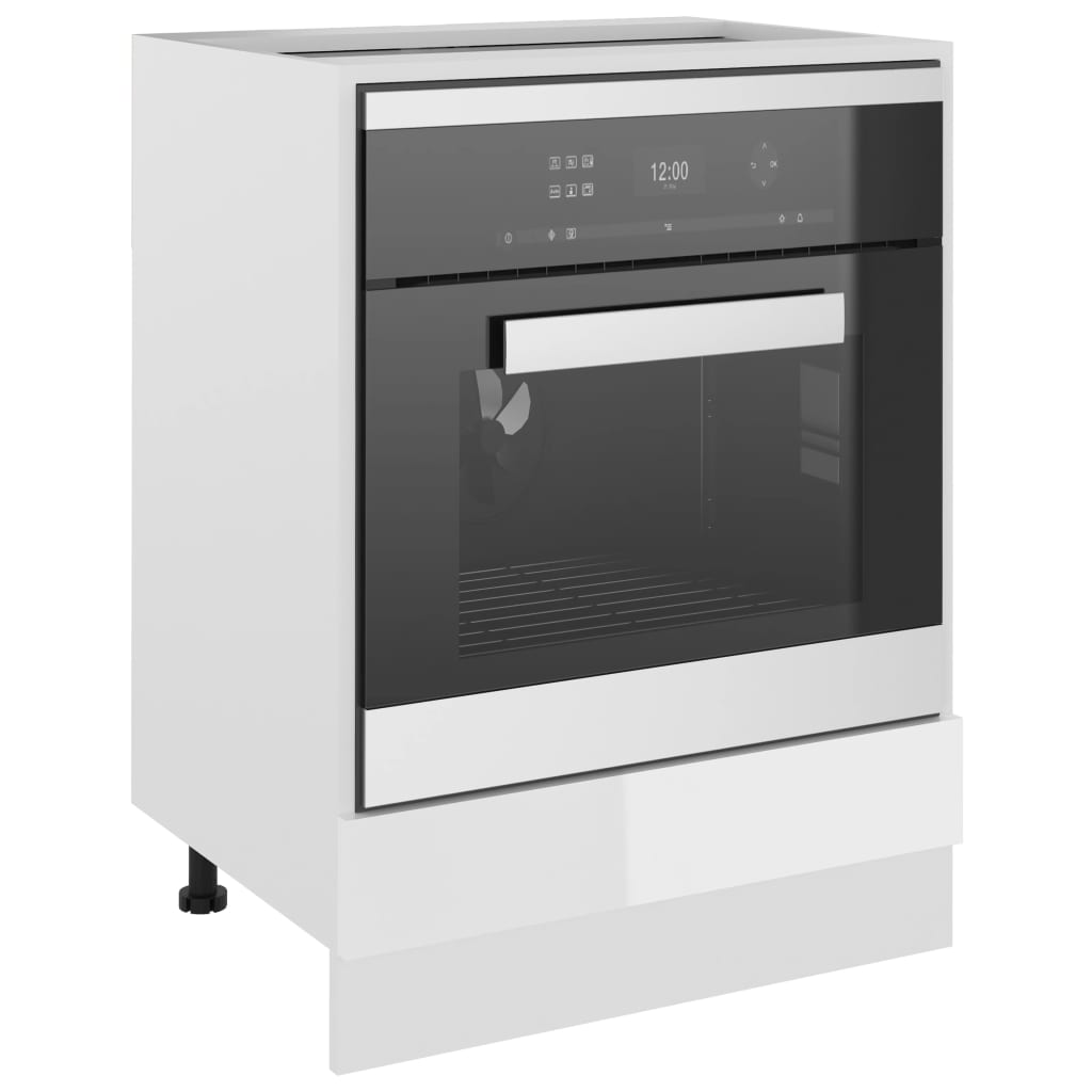 Oven Cabinet High Gloss White 60x46x81.5 cm Engineered Wood