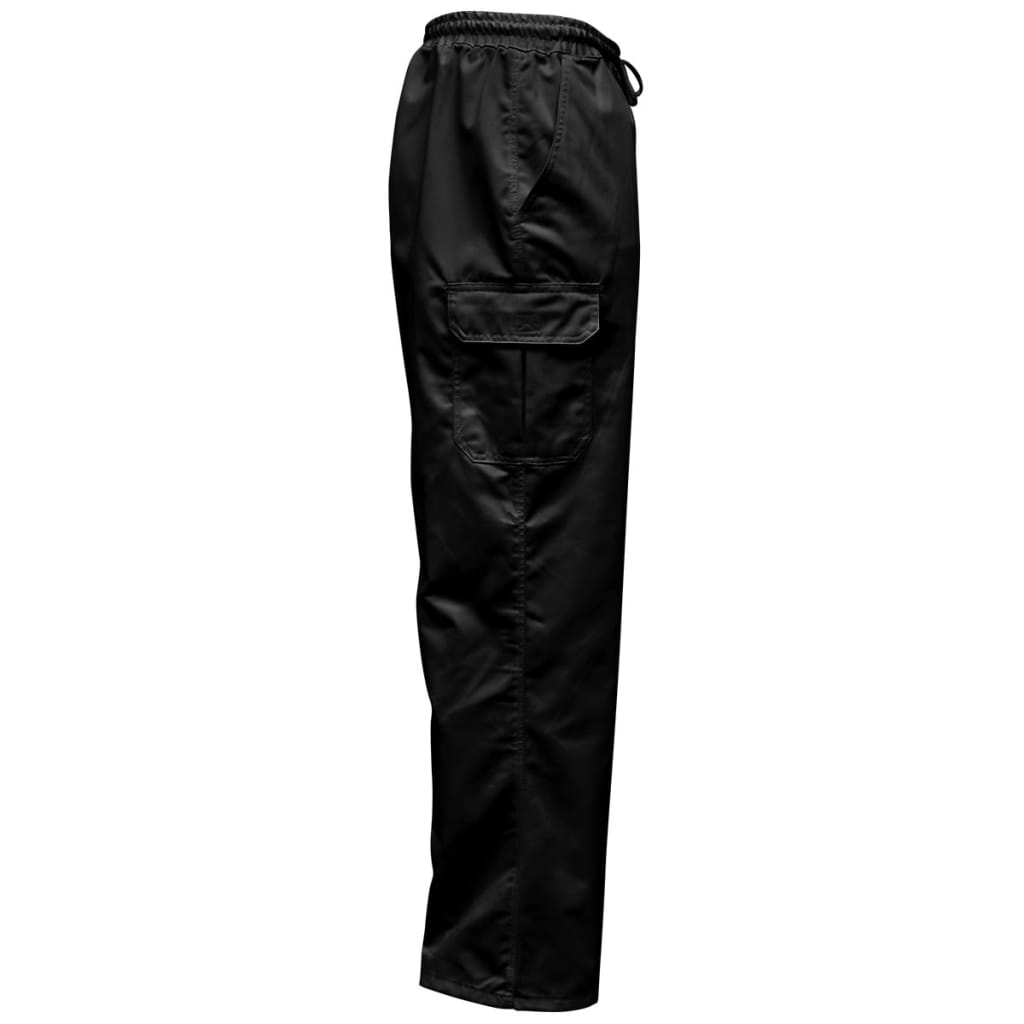 2 pcs Black Chef Pant Stretchable Waistband with Cord Size M