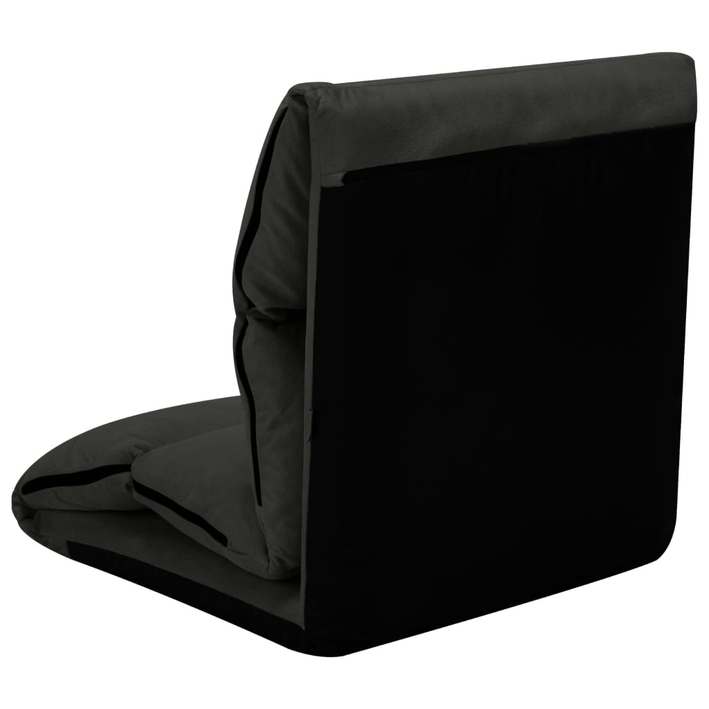 Folding Floor Chair Black Microfibre