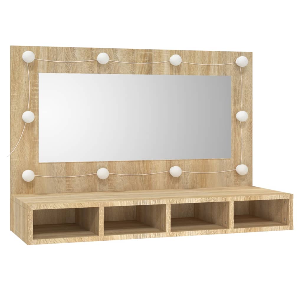 Armoire à miroir avec LED Chêne sonoma 90x31,5x62 cm