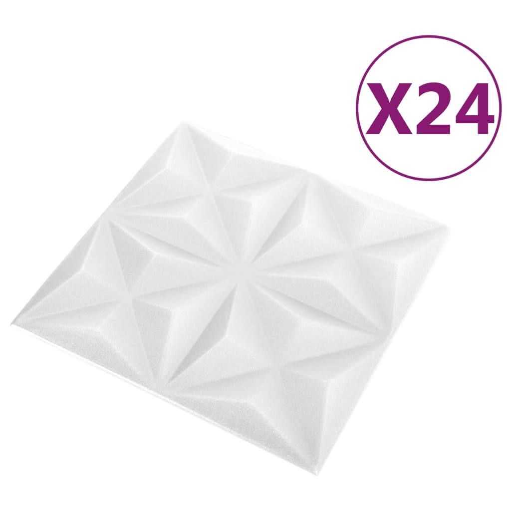 3D-Wandpaneele 24 Stk. 50x50 cm Origami-Weiss 6 m²