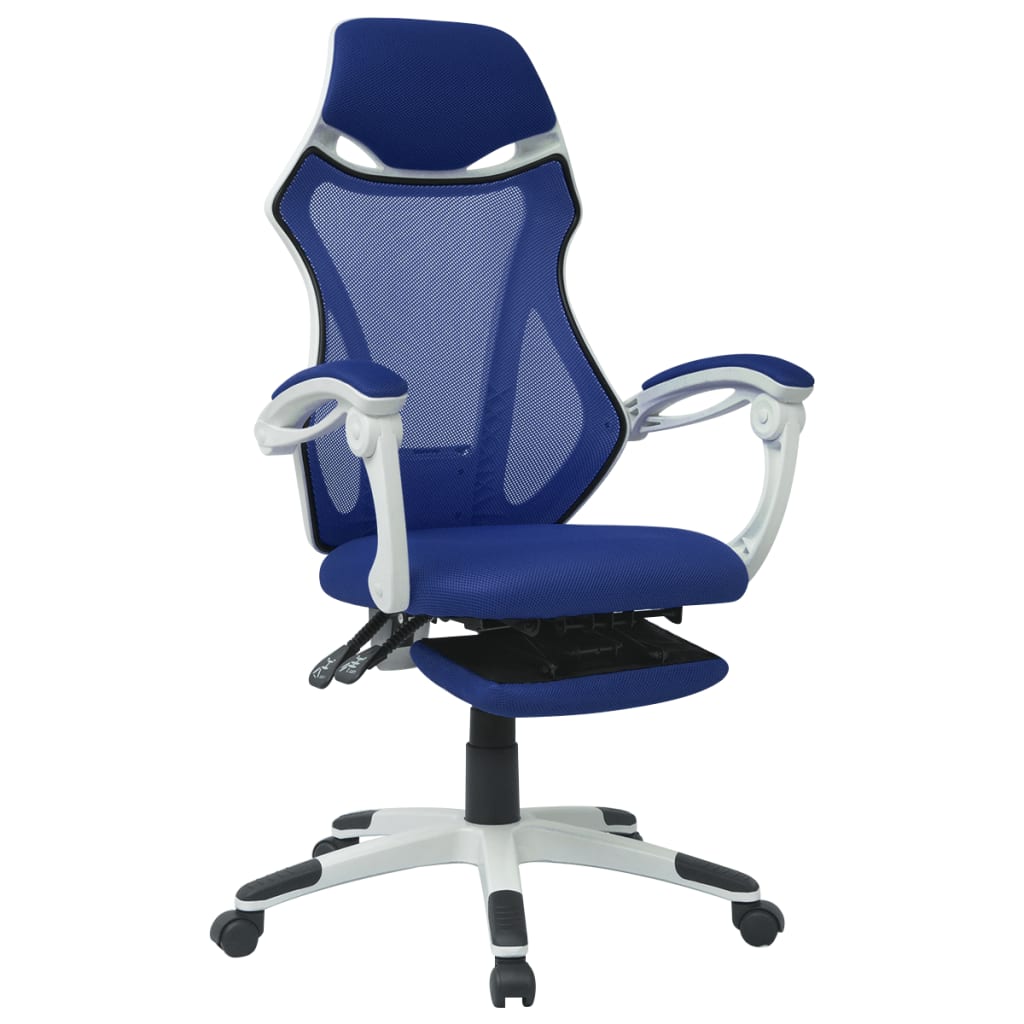 Chaise  inclinable de bureau avec repose-pied Tissu Blanc / bleu