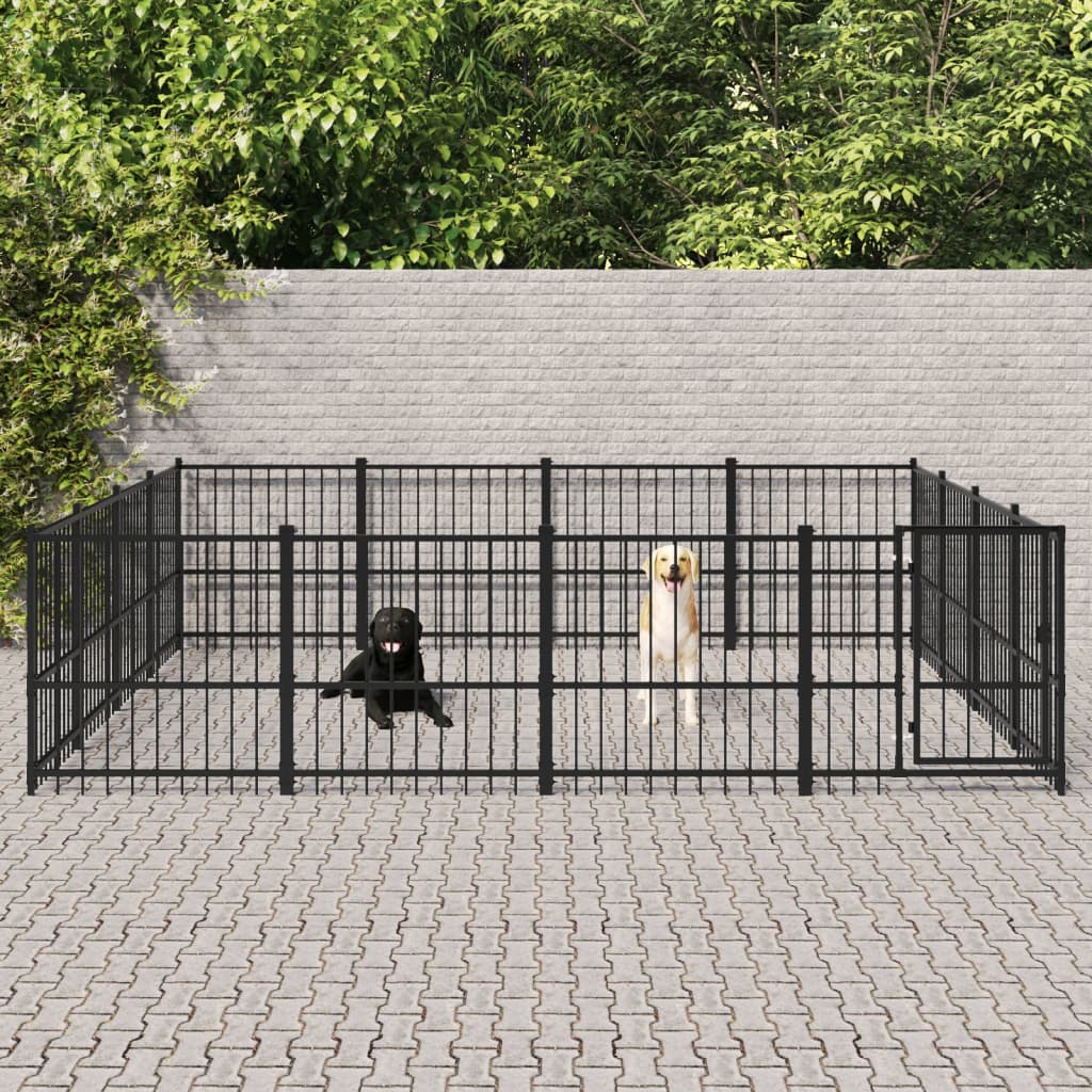 Chenil d'extérieur pour chiens Acier 15,05 m²