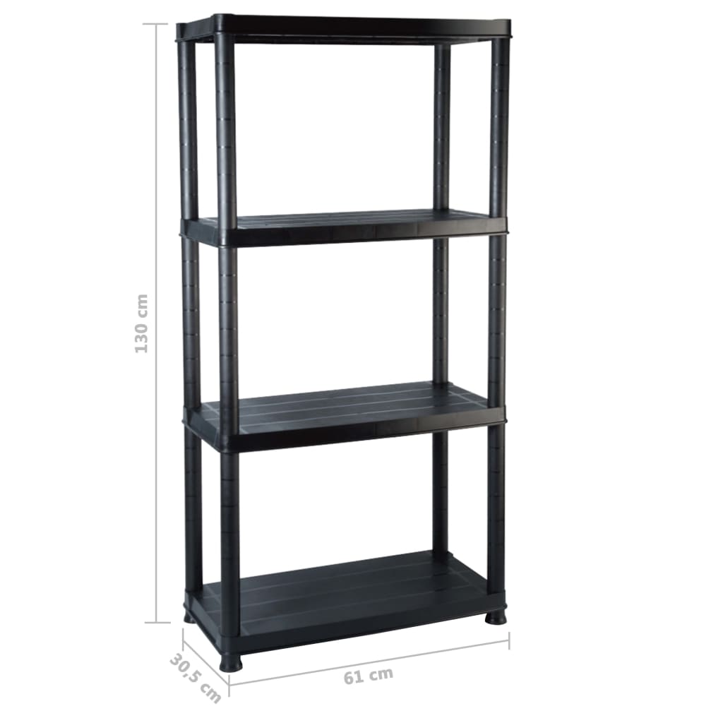 Storage Shelf 4-Tier Black 61x30.5x130 cm Plastic