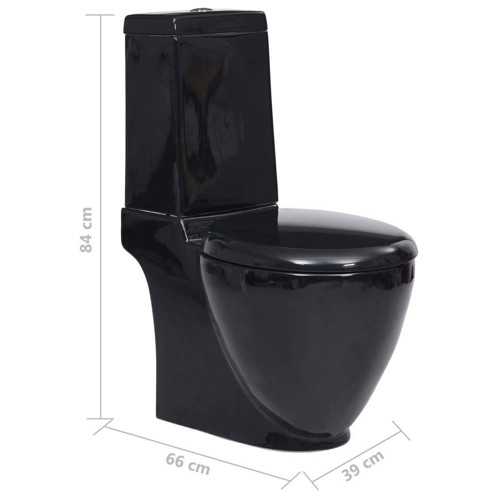 WC Keramik-Toilette Badezimmer Rund Senkrechter Abgang Schwarz 