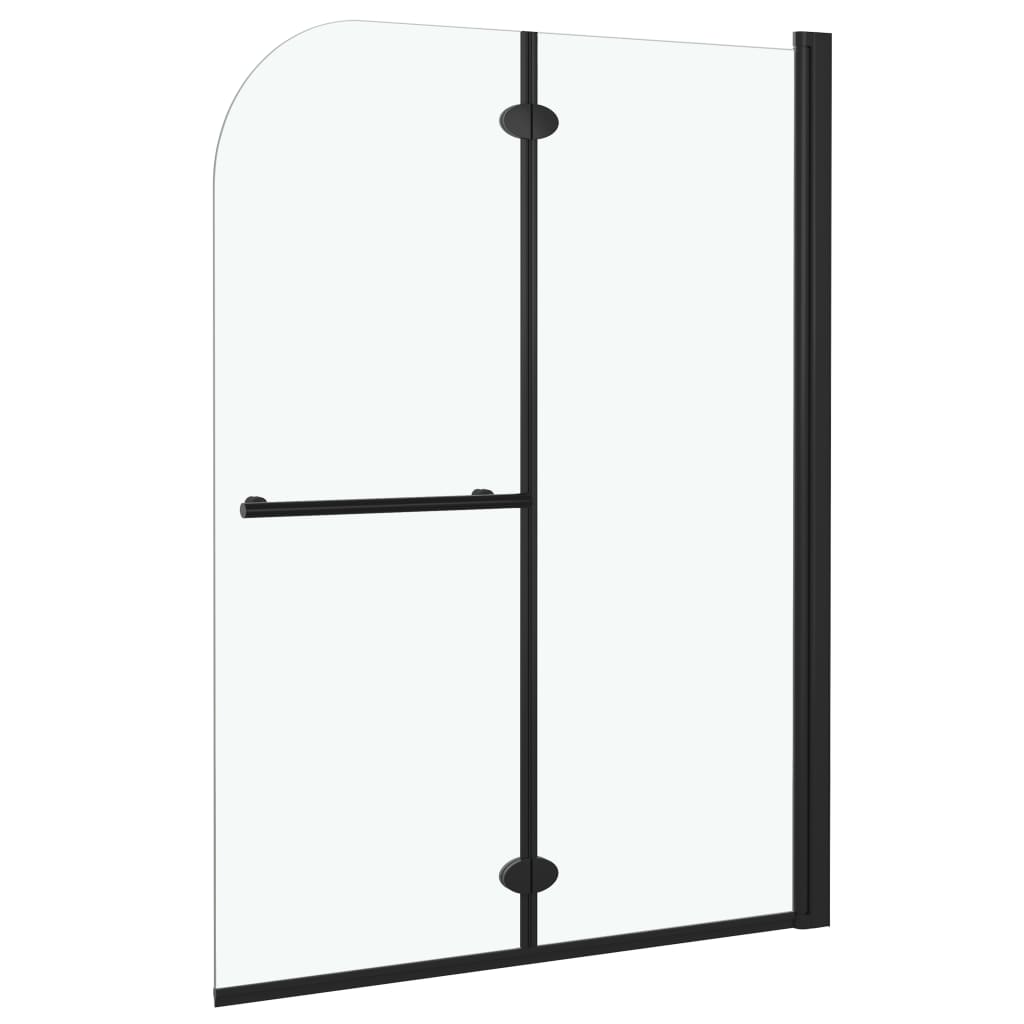 Folding Shower Enclosure 2 Panels ESG 95x140 cm Black