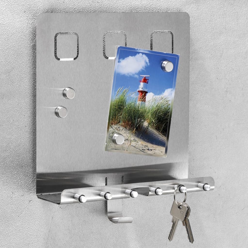 HI Schlüsselboard mit Memoboard Silbern 28,5x25x8 cm 