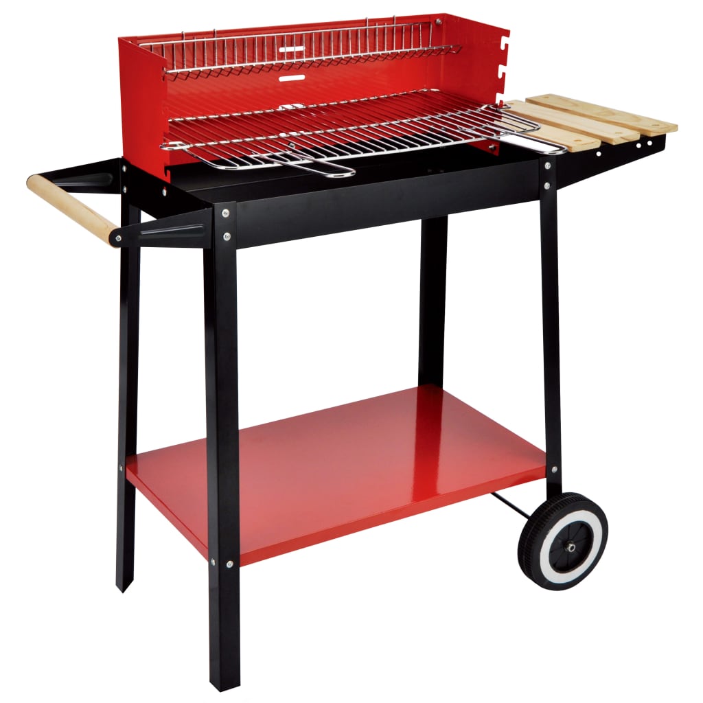 HI Charcoal Barbecue Grill Wagon 88x44x83 cm Red