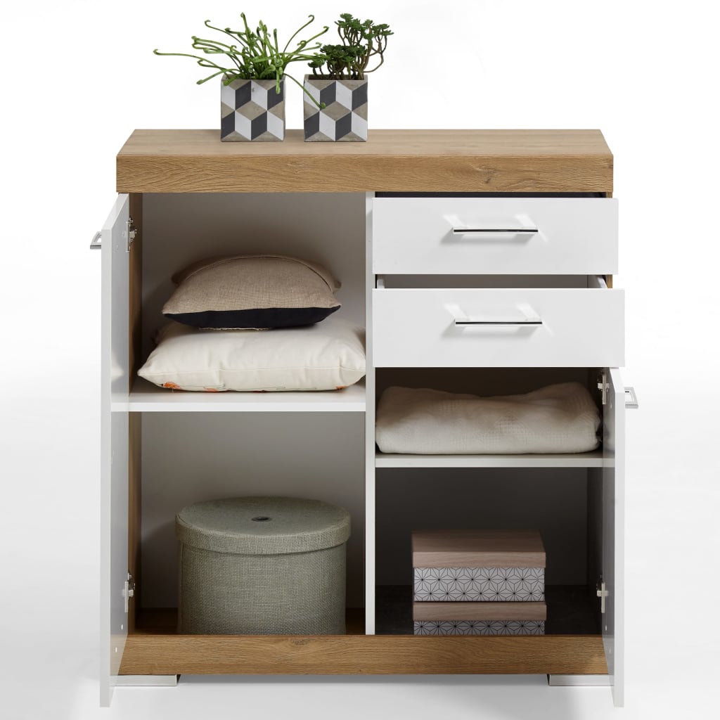 FMD Dresser with 2 Doors & 2 Drawers 80x34.9x89.9 cm White and Oak