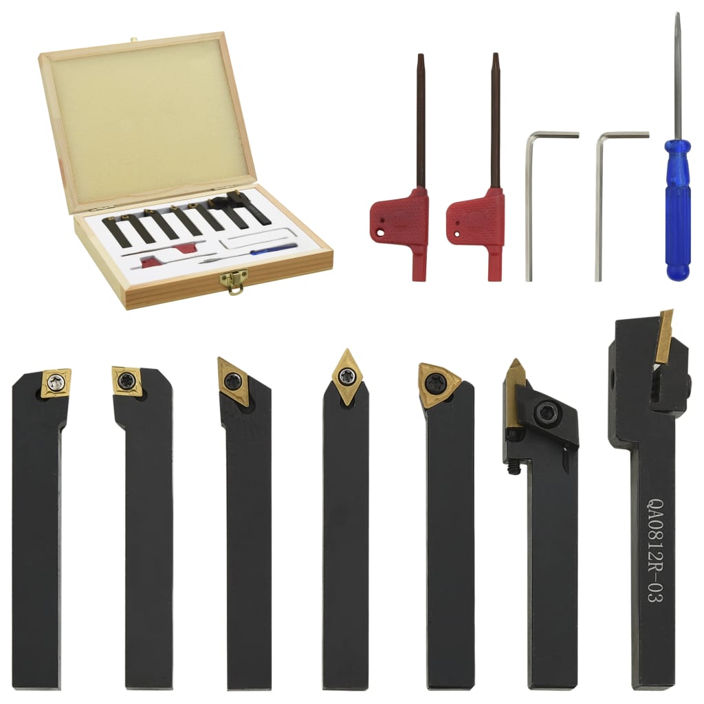 12 Pieces Indexable Turning Tool Set 8x8 mm 70 mm