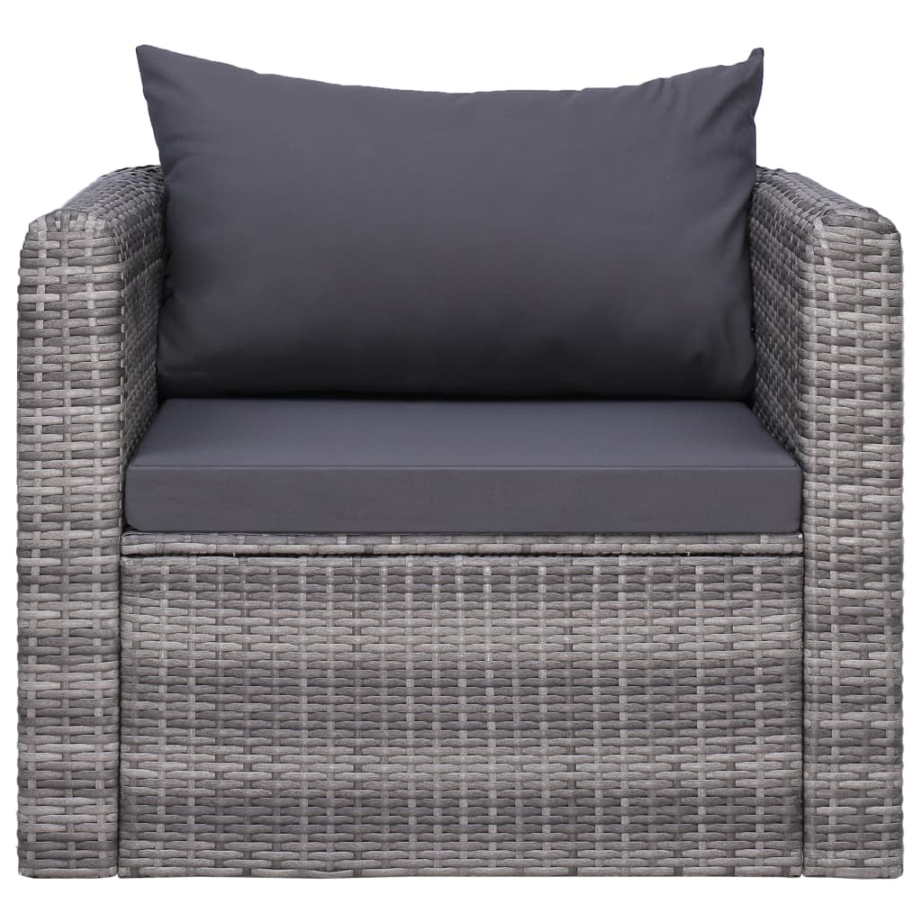 44161 Garden Chair with Cushion and Pillow Poly Rattan Grey