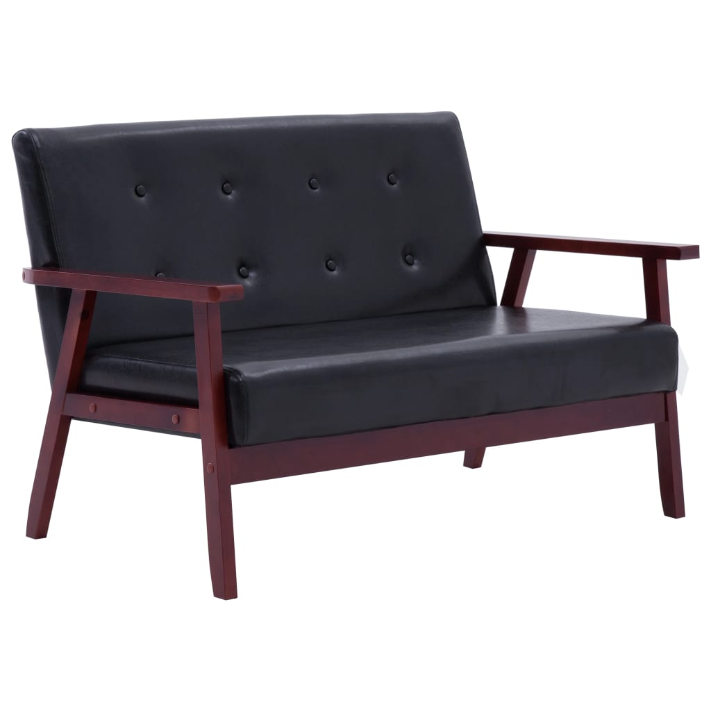 2-Seater Sofa Black Faux Leather