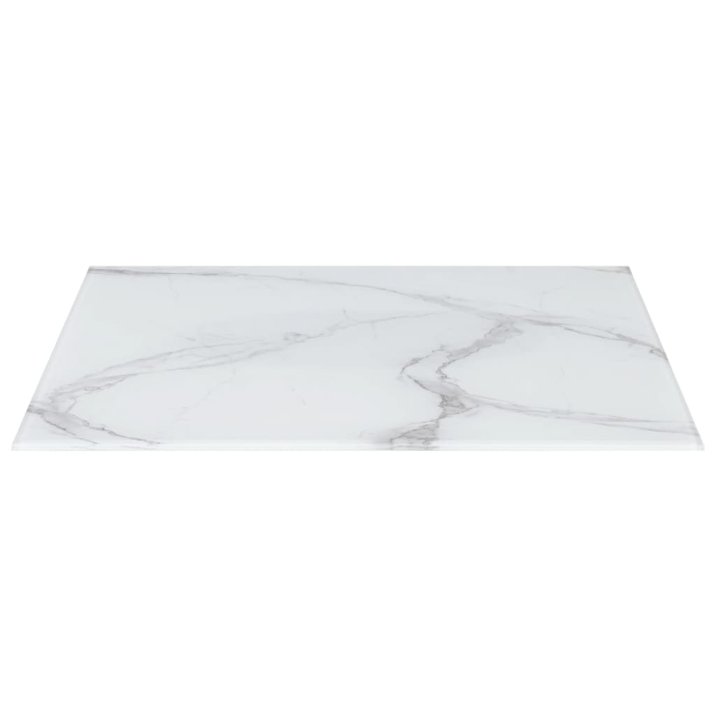 Dessus de table Blanc 120x65 cm Verre et texture de marbre