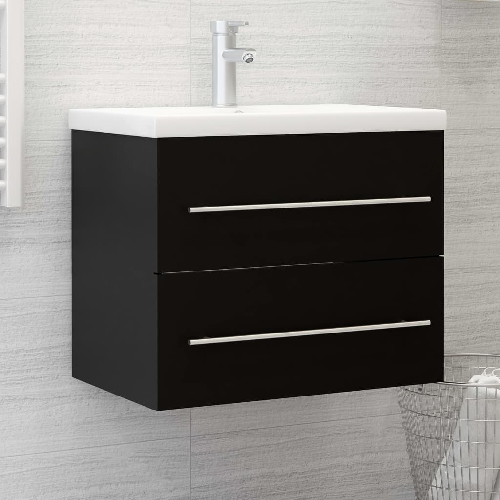 Sink Cabinet Black 60x38.5x48 cm Chipboard