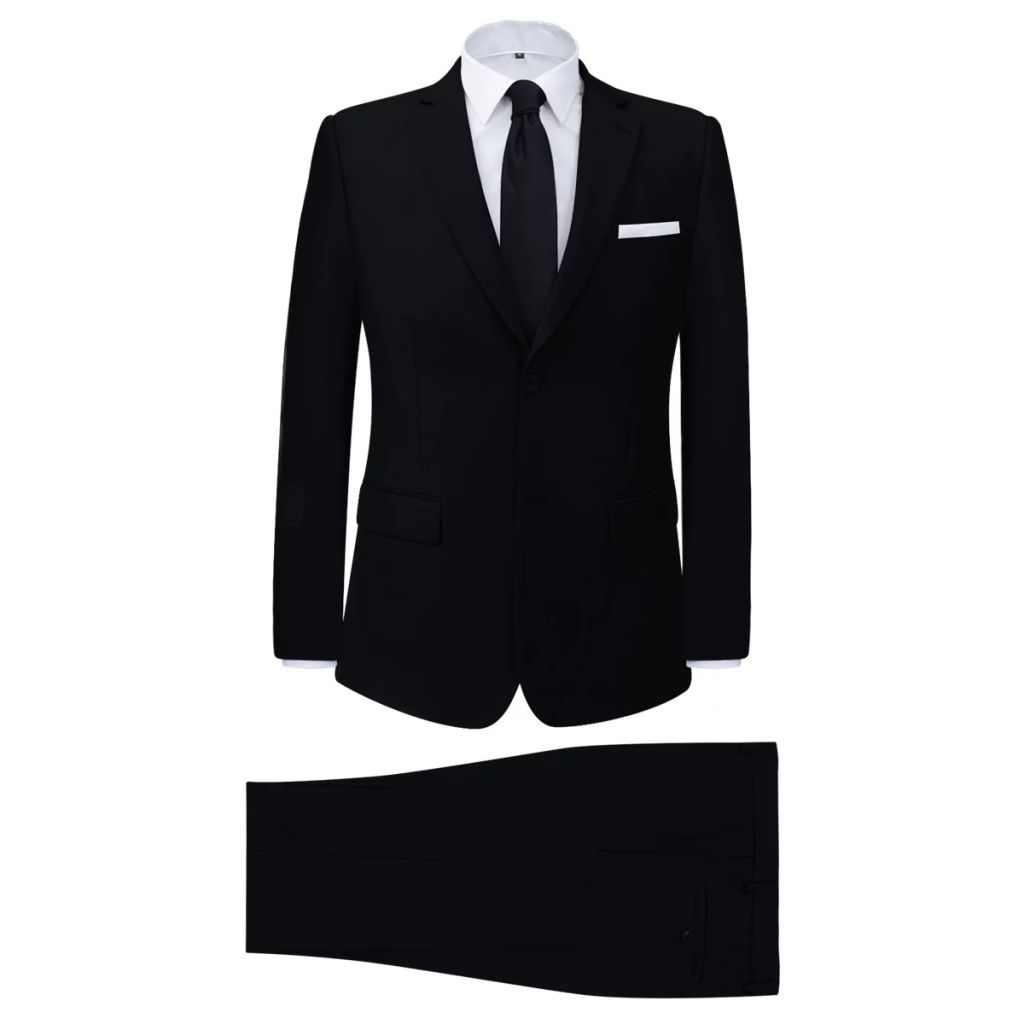 Men's Two Piece Business Suit Black Size 50